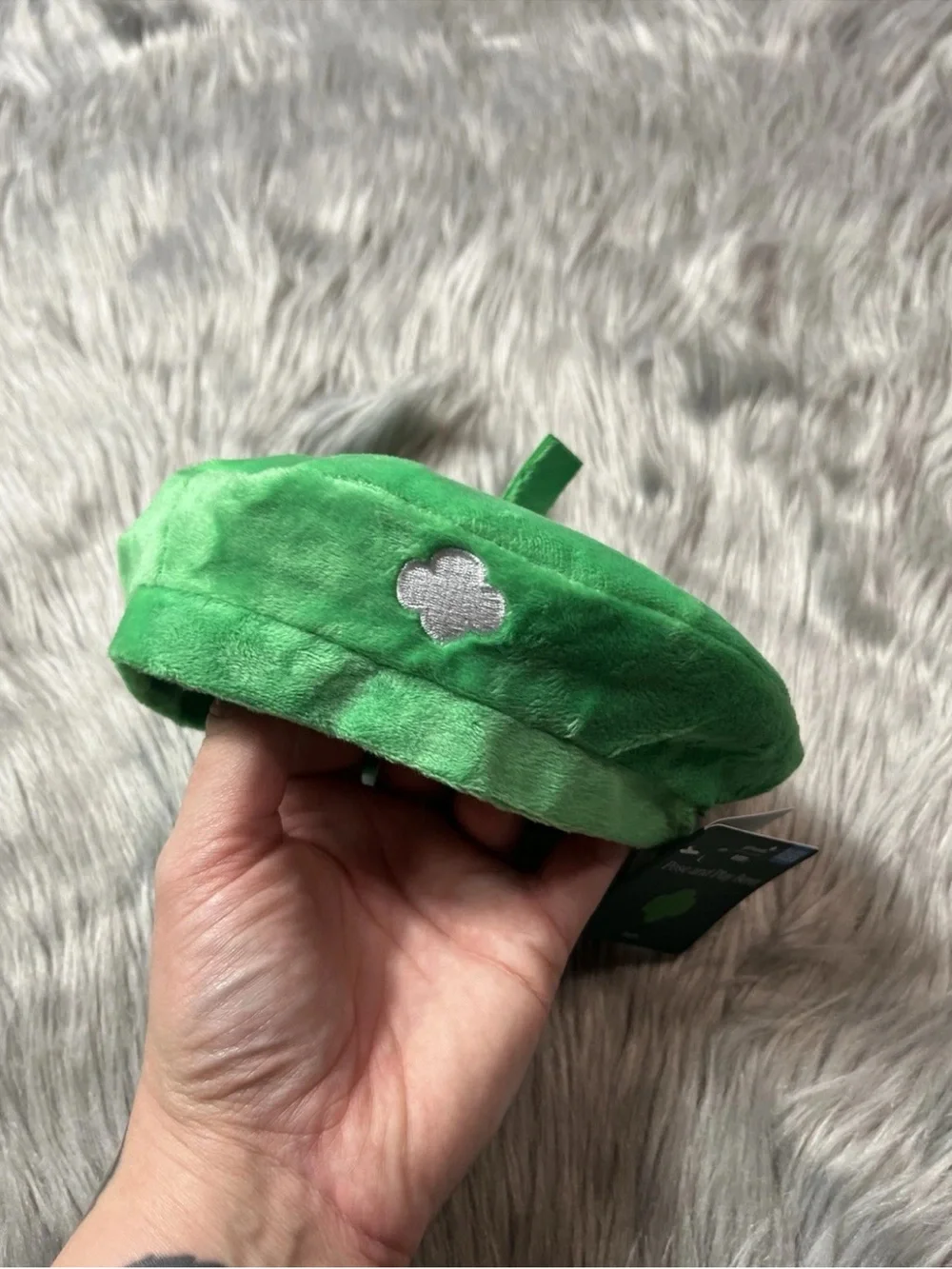 Bark Box Girl Scouts Green Pose And Play Beret Squeak Dog Toy
